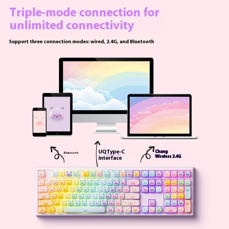 MG108B Colour Sugar Cat mechanical keyboard with Bluetooth wireless and piano switches