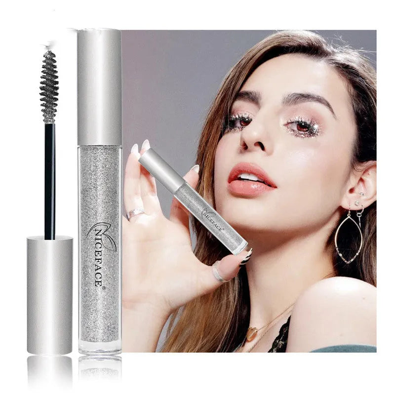 NICEFACE Diamond Shimmer Mascara in Silver – standard tube with silver sparkle wand