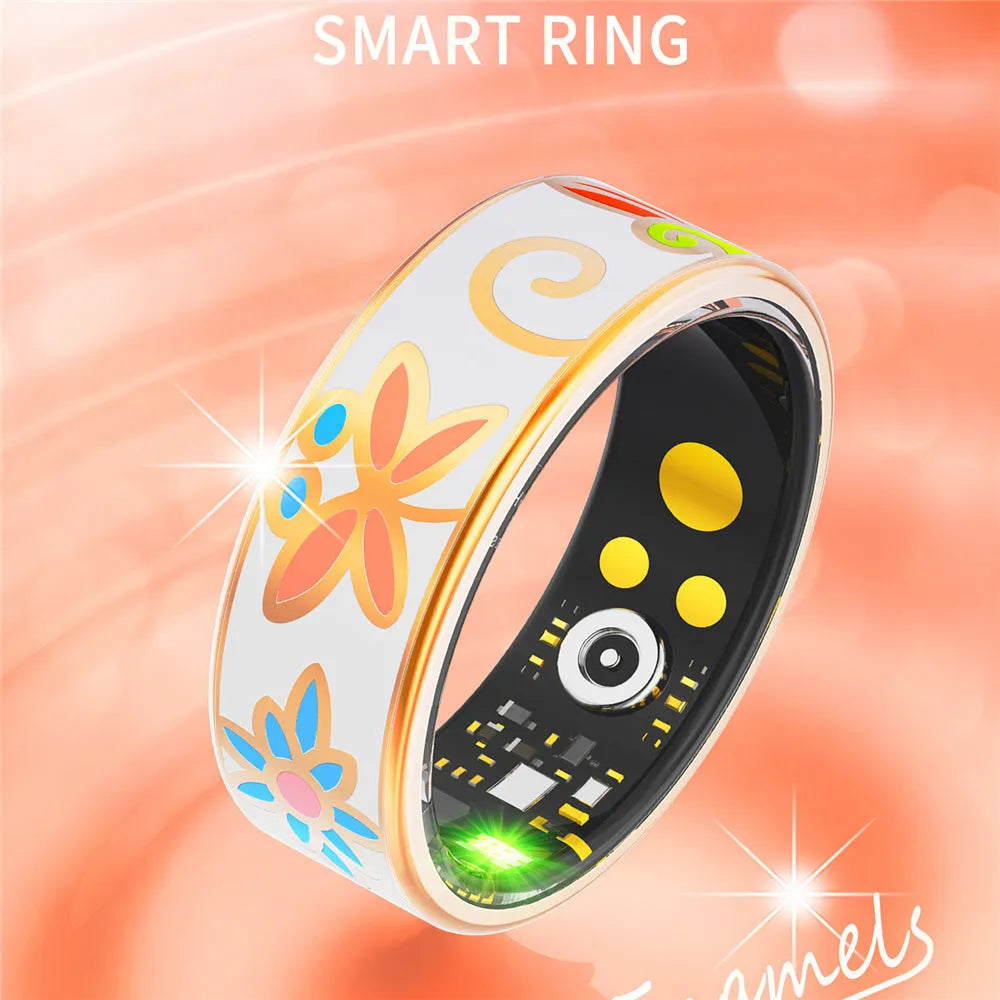 Stainless steel electroplating smart ring with luminous dragon pattern and charging bin, sizes 6 to 14