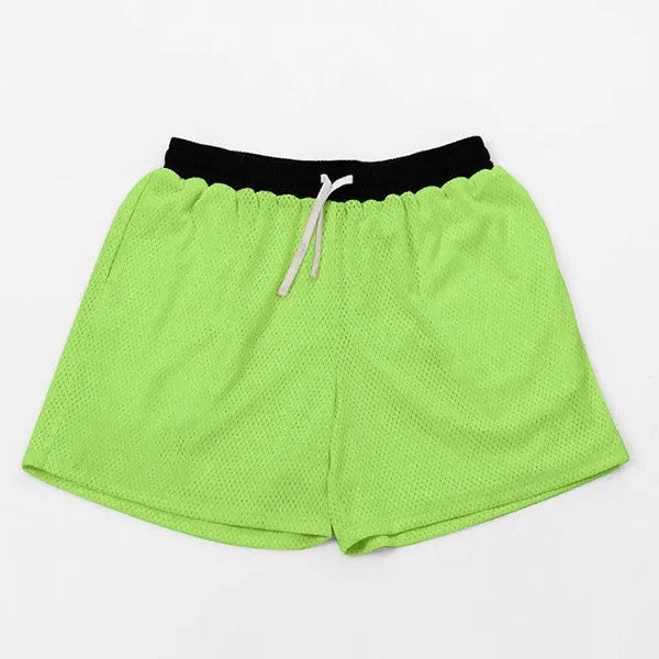 Men's solid-colour mesh quick-drying shorts for running in summer, shown in multiple colour options.