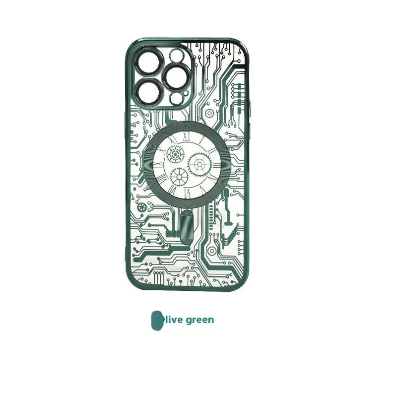 Magnetic TPU soft shell phone case with lens protector in Titanium Gray for iPhone