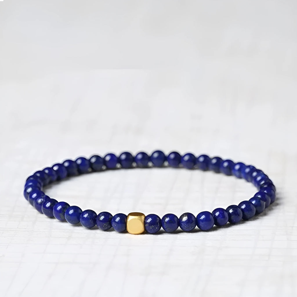 Natural green gold stone crystal bracelet with geometric shape measuring 16mm