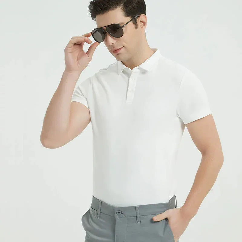 230g double-sided cotton men's short-sleeve polo shirt in solid colours, sizes S to 5XL