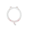 Plush cartoon animal steering wheel cover in rabbit fur fleece for winter, shown on a 38cm car steering wheel.