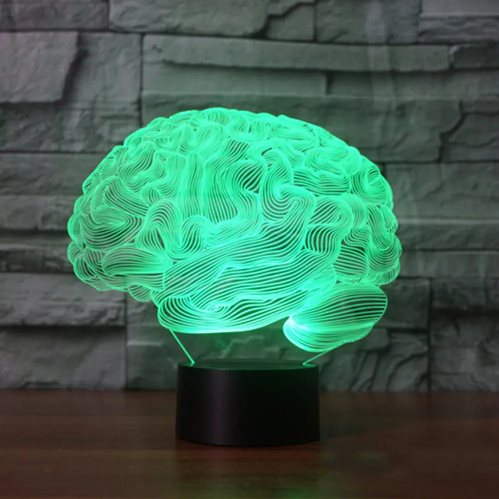 3D acrylic illusion LED desk lamp with colourful light display and remote control on a wooden surface