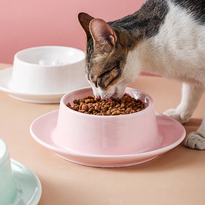 Ceramic anti-choking slow feed pet bowl for cats and dogs in three colour options