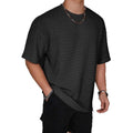 Men's slim fit loose hollow T-shirt in solid colour on a hanger