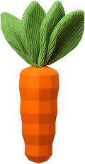 Milk flavour rubber carrot dog squeaky chew toy with green plush leaves for medium dogs