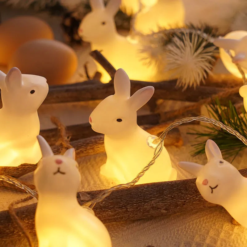 Easter plastic egg lamp string with 10 warm white lights on 1.5m wire, Cross or Smile style