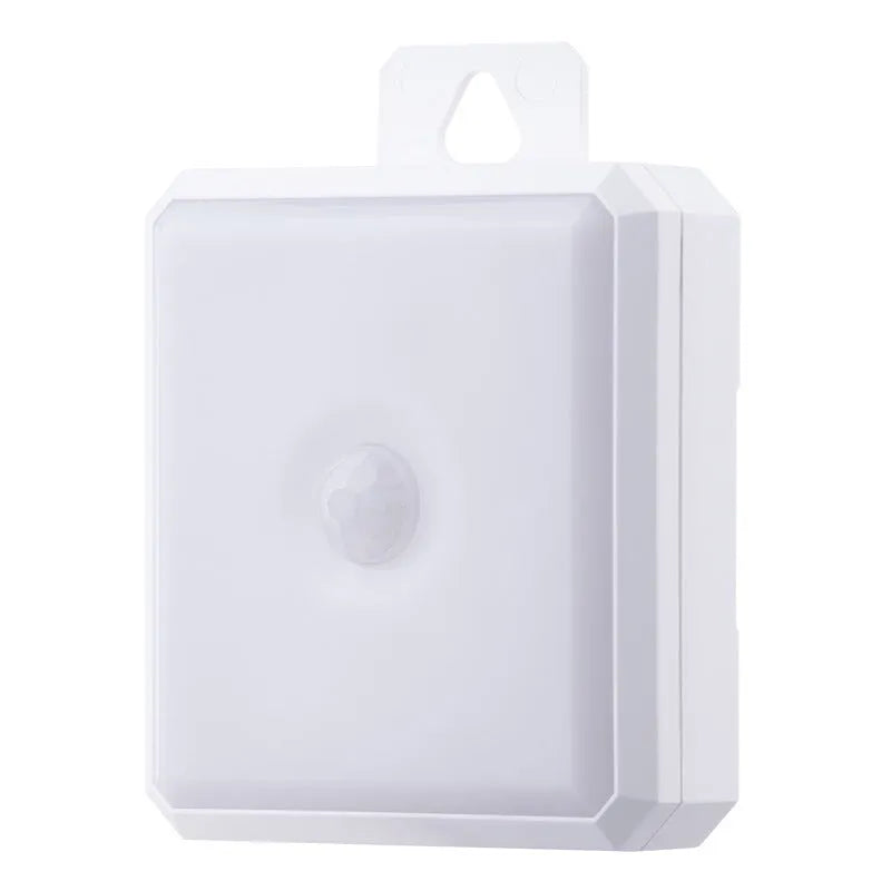 Three-in-one wiring-free smart human body induction LED small night lamp with magnetic strip, geometric stereo shape in modern simplicity style, available in battery and rechargeable variants