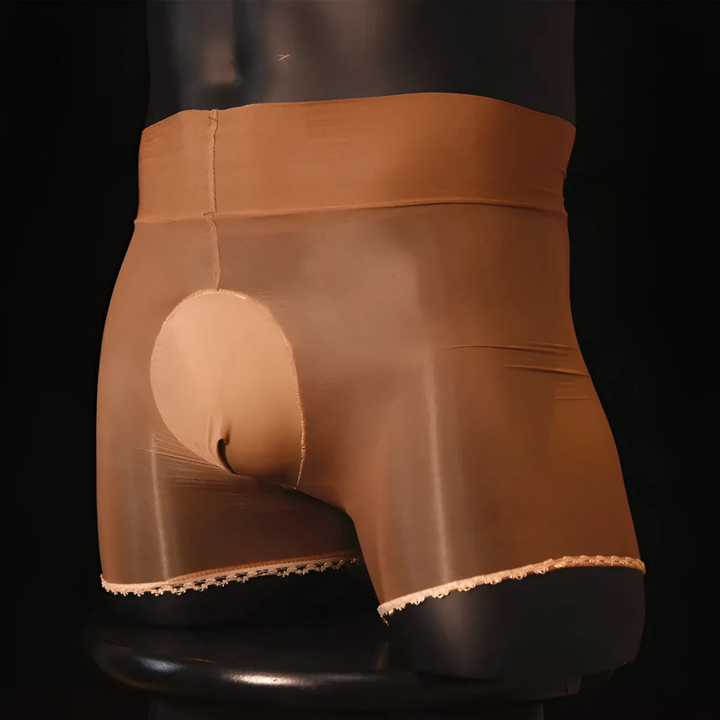 Men's transparent shiny stockings underwear in nylon with breathable function and solid colour options