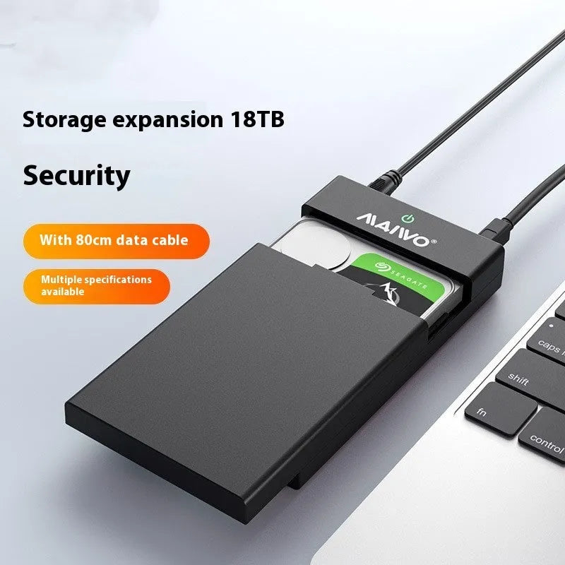 3.5 inch USB SATA hard disk enclosure with slide cover in black and silver colour