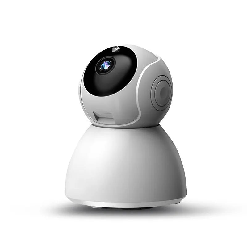 White 2MP 1080P wireless hemispherical indoor security camera with Wi-Fi and 64GB card slot