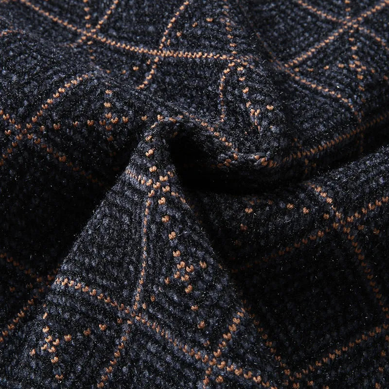 Men's round neck loose pullover sweater in blue, plus size, chemical fibre blend