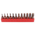 Set of black hex screwdriver bits showing T6 to T40 sizes, magnetic tip, and hollow/solid shank options.
