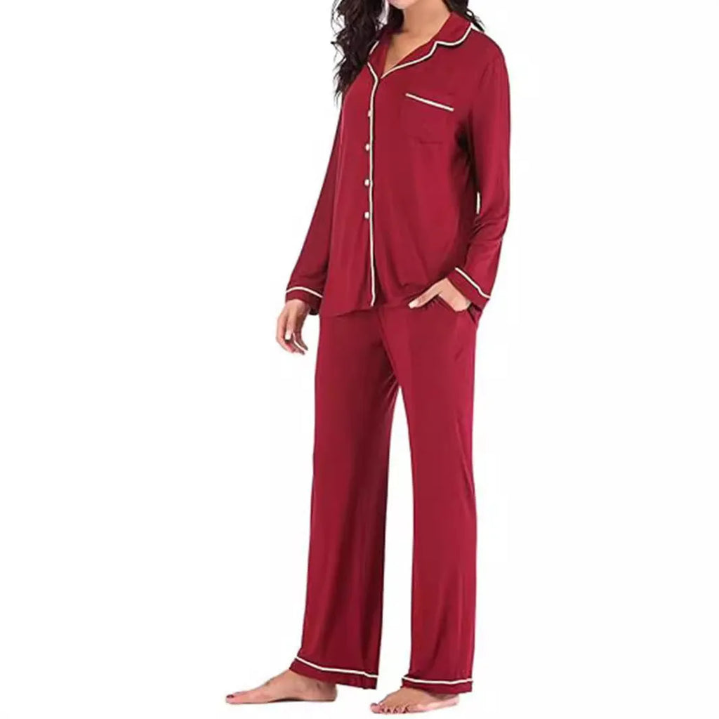Women's solid colour casual cardigan suit set with button front and pockets in modal fibre blend