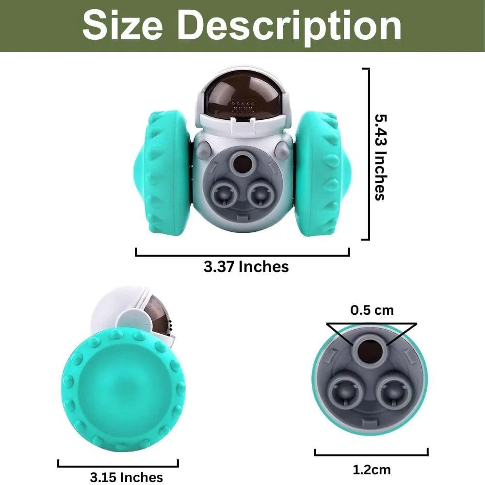 Robot design self-balancing dog and cat treat dispenser puzzle toy in assorted colours