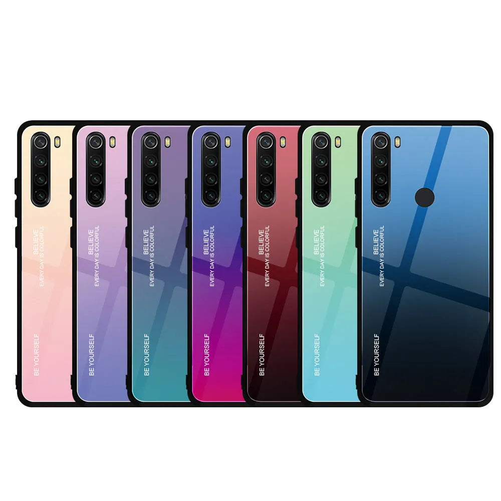 Gradient 6A glass all-inclusive back cover phone case for VIVO X27 in a simple solid colour style