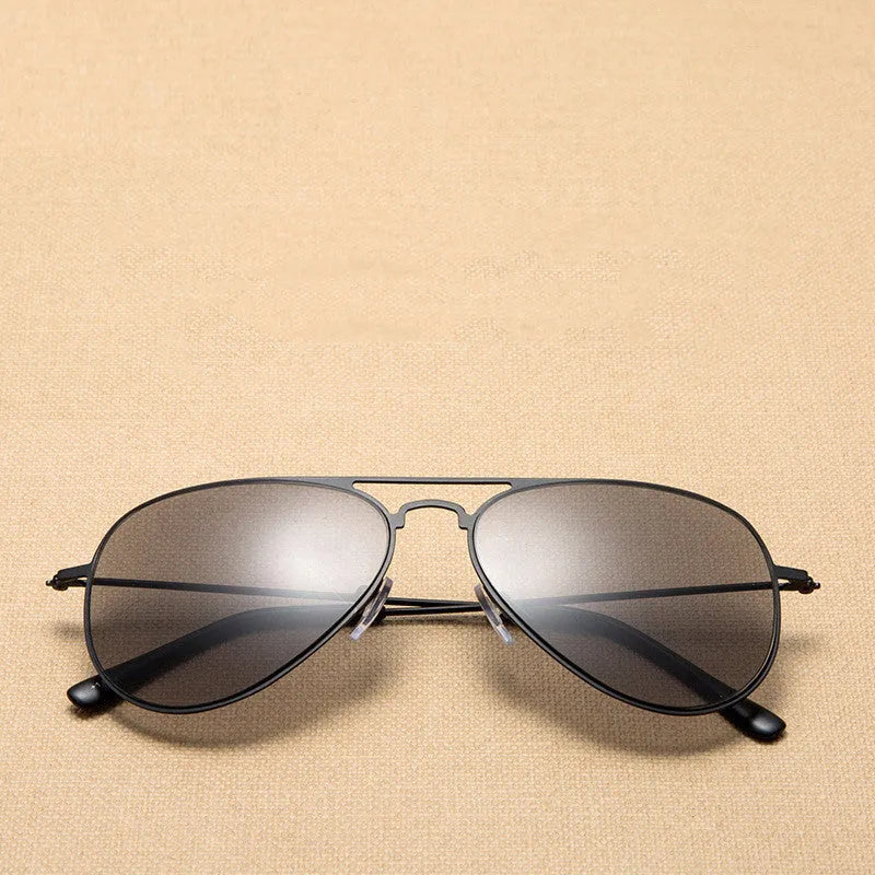 Black stainless steel full lens sun reading glasses with PC lens on display