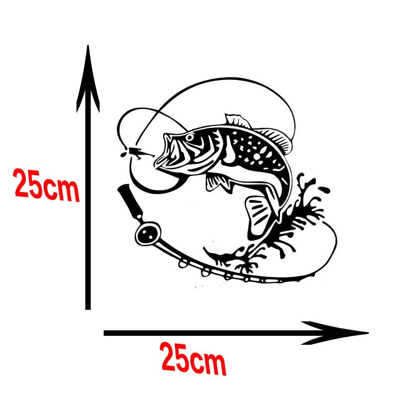 Year Fish car sticker in red colour on a car bumper, 25cm PET decal