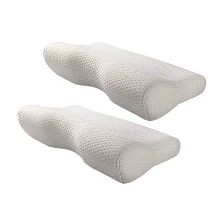 Blue butterfly-shaped cervical pillow with memory foam for neck support