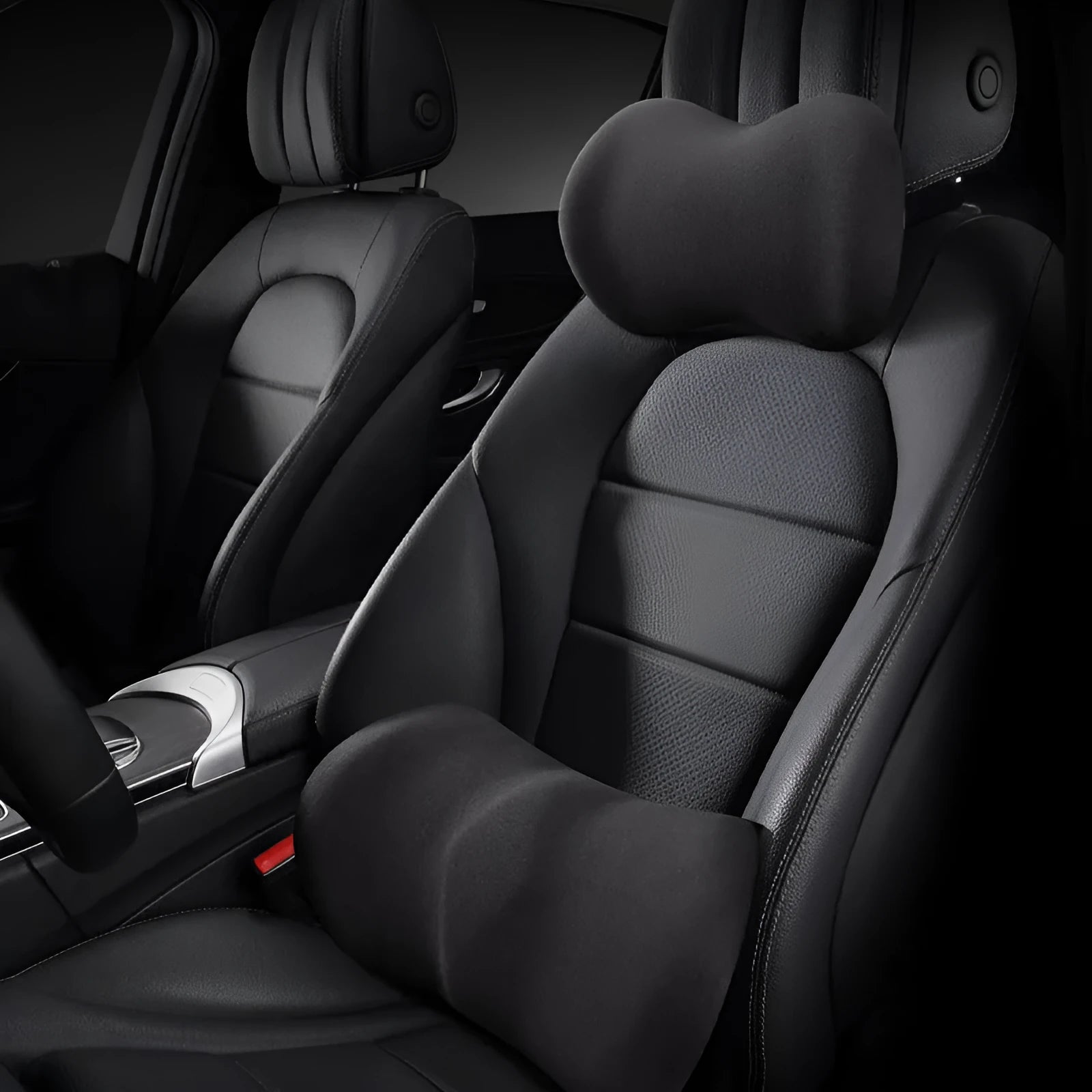 Car seat summer driving headrest pillow and lumbar support cushion set in multiple colour options