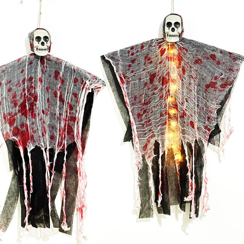 Blood-dyed luminous skull hanging ghost Halloween plastic decoration for outdoor display
