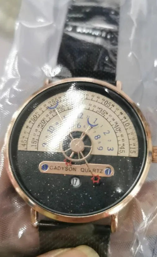 Men's watch with round 40mm dial, alloy case, and mineral glass lens