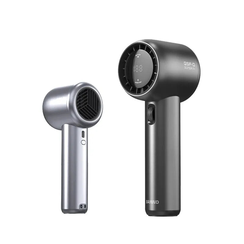 Handheld fan in Diamond White with Turbo function and lithium battery, portable design