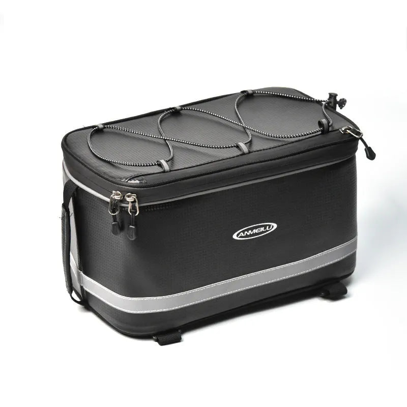 Black waterproof 12 litre PU leather car boot bag for bicycle equipment transport