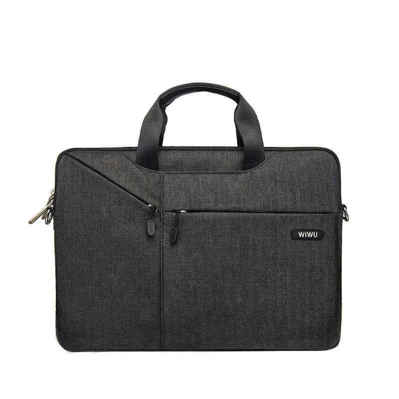 Business laptop bag in polyester with zipper opening, soft handle, and internal phone and ID pockets