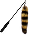 Black cat toy wand with long elastic string for interactive indoor play