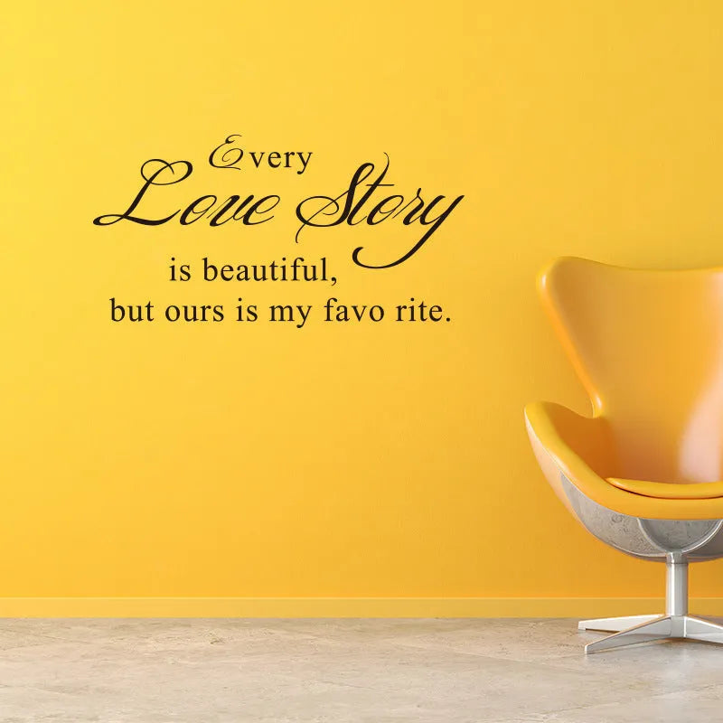 Black PVC wall sticker with printed English poetry and proverbs, 57x33cm, on a light wall
