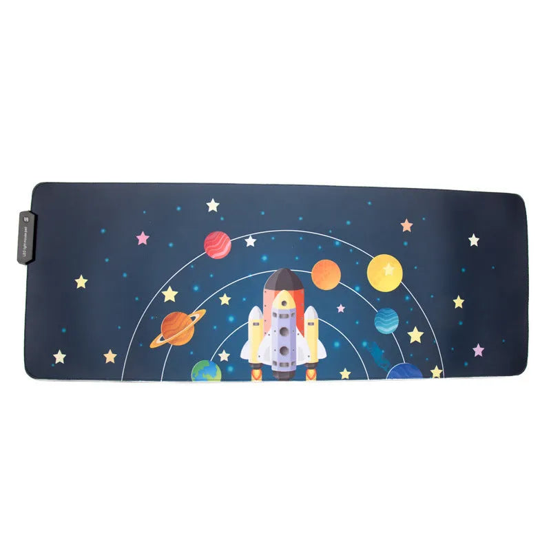 LED super large shiny mouse pad with 11 lighting modes, size 780x300x4mm, black surface with multi-colour backlight