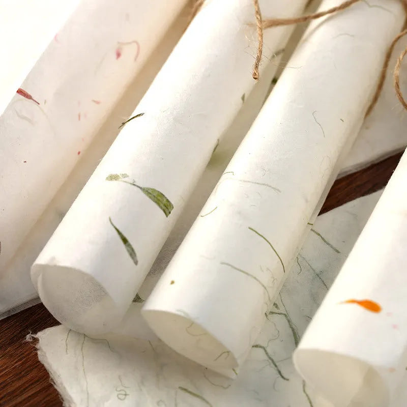 Chinese ancient style painting paper stationery set with 10 sheets in green leaf design