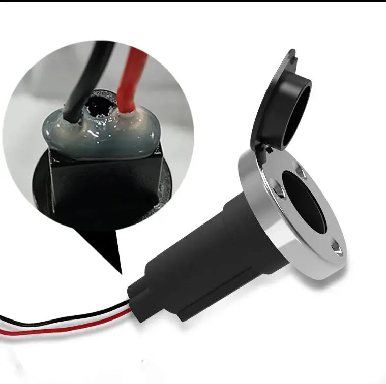 Stainless steel yacht anchor light ring socket with wires on a long pole