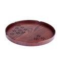 30cm wooden dessert plate with hollow sakura blossom pattern design