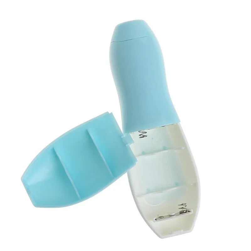 Blue anti-scratch multifunctional baby electric nail polisher with LED light and six grinding heads in a storage box