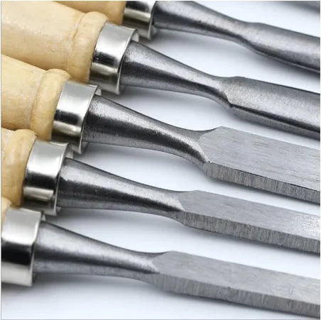 12-piece high carbon steel wood carving chisel set for root carving, 200mm length