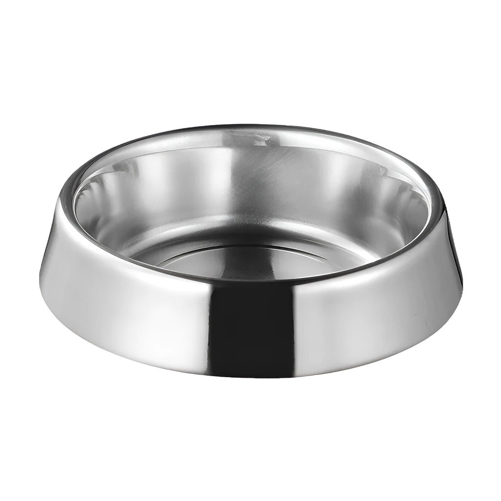 Thick stainless steel pet bowl with non-slip base in 200ml and 400ml sizes