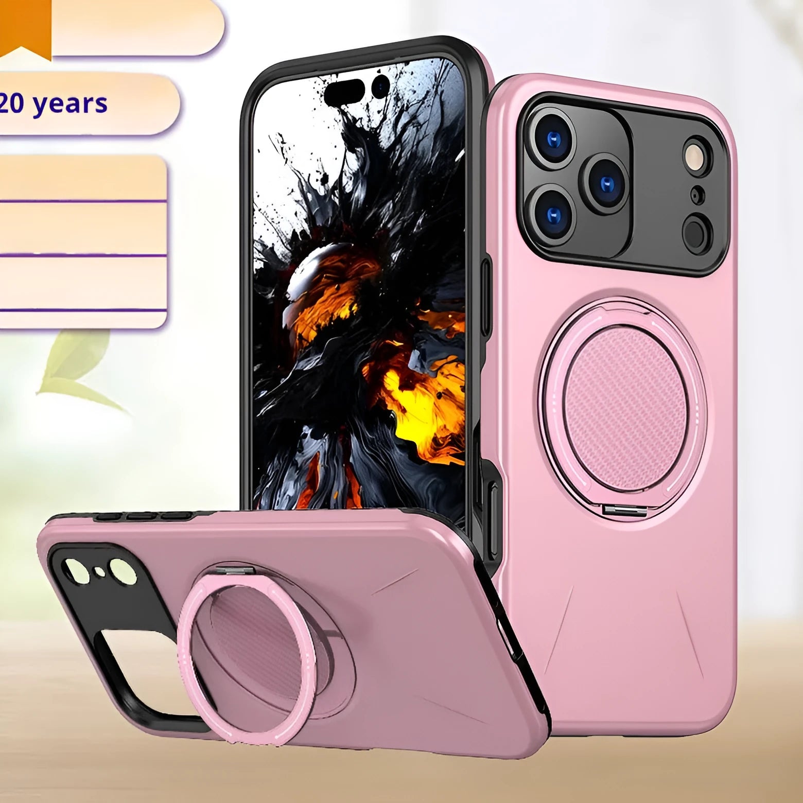 iPhone 17 Pro case with rotating damping magnetic bracket in TPU PC and aluminium alloy, black colour