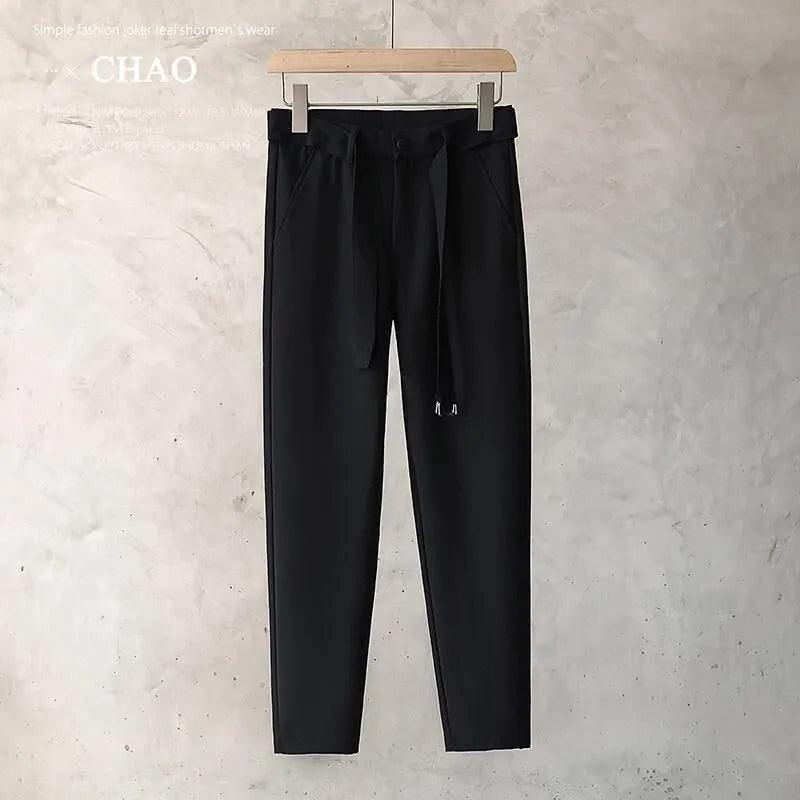 Boys slim straight trousers in wool blend fabric with tapered leg and straight opening