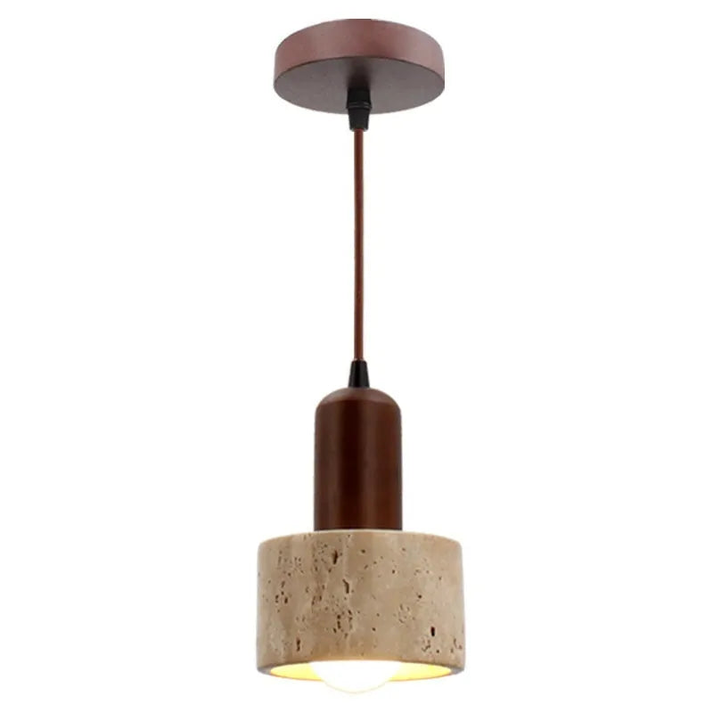 Yellow marble pendant light with iron body, LED hanging wire fitting and retro wabi sabi style for home use