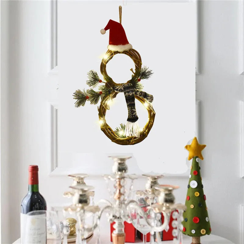 Handcrafted Christmas wreath made of natural pine needles in circular vine shape, red colour option