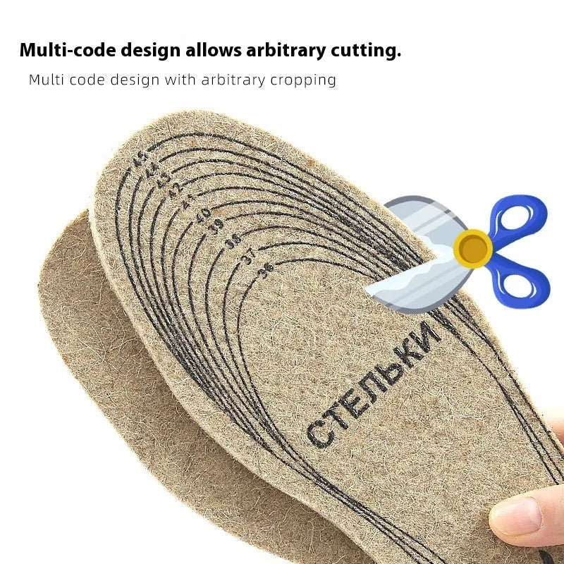 6.5mm thick wool carpet insole with slow pressure support and self-tailored fit for autumn winter use