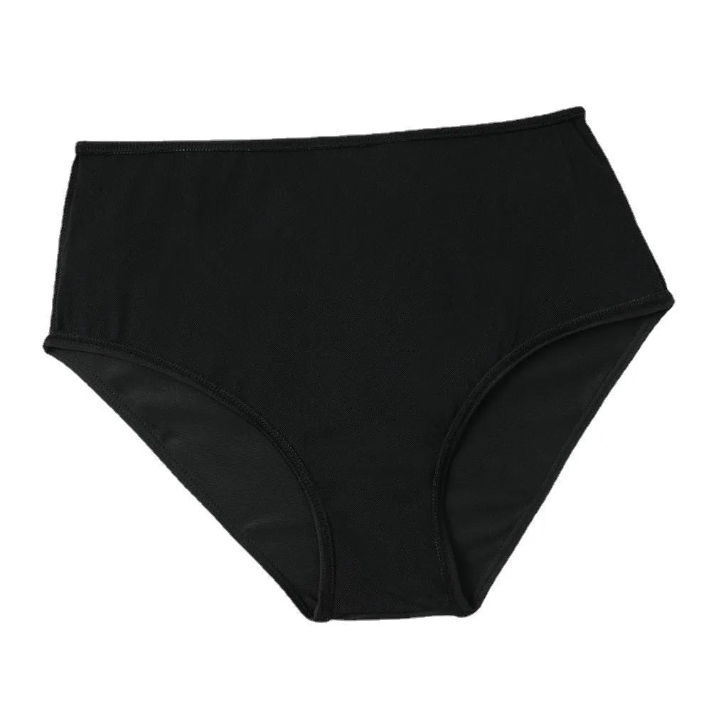 Women's high waist double-layer swimsuit bikini set in black or coconut tree floral print.