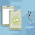 Student ID card set with plastic sleeve and neck lanyard in cartoon designs