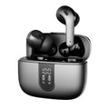 Jerry X08 wireless in-ear Bluetooth headphones in Black, Grey, or White with digital display charging case.