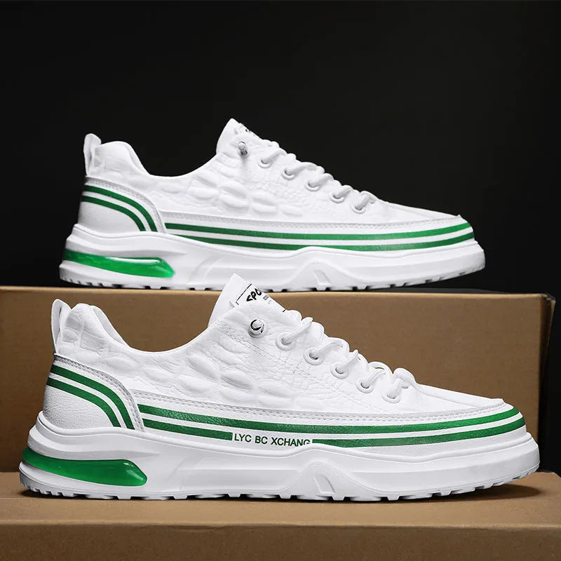 Youth low-top slip-on canvas sneakers in white black, side view