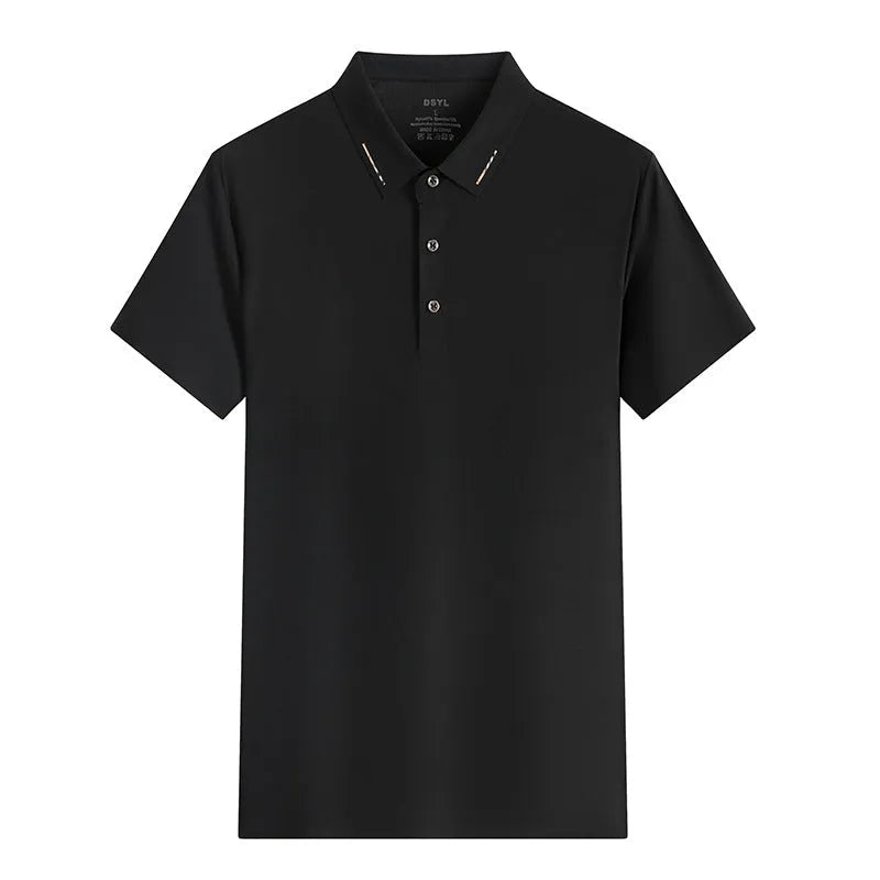 Ice silk cotton short sleeve polo shirt in solid colour, sizes S to 5XL for men and women